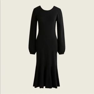 J. Crew Black Twist-Back Merino Wool Sweater Dress
